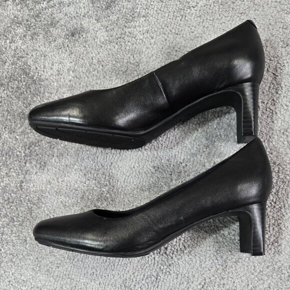 Clarks Kyndall Iris Black Mid Heel Comfort Pumps Classic Office Neutral Preppy - Picture 8 of 12